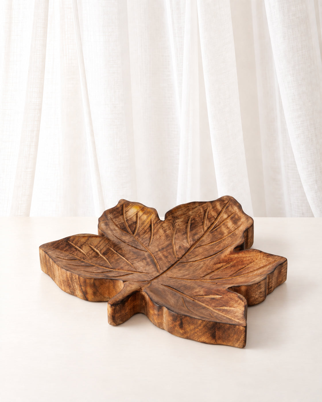 Maple Leaf Mango Wood Decorative Bowl