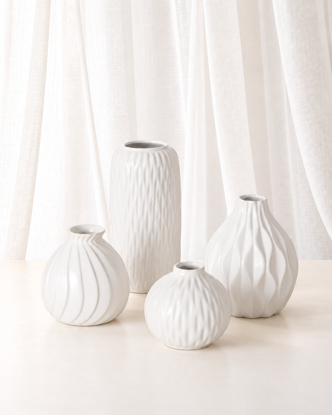 White Porcelain Bud Vase Set | Set of 4