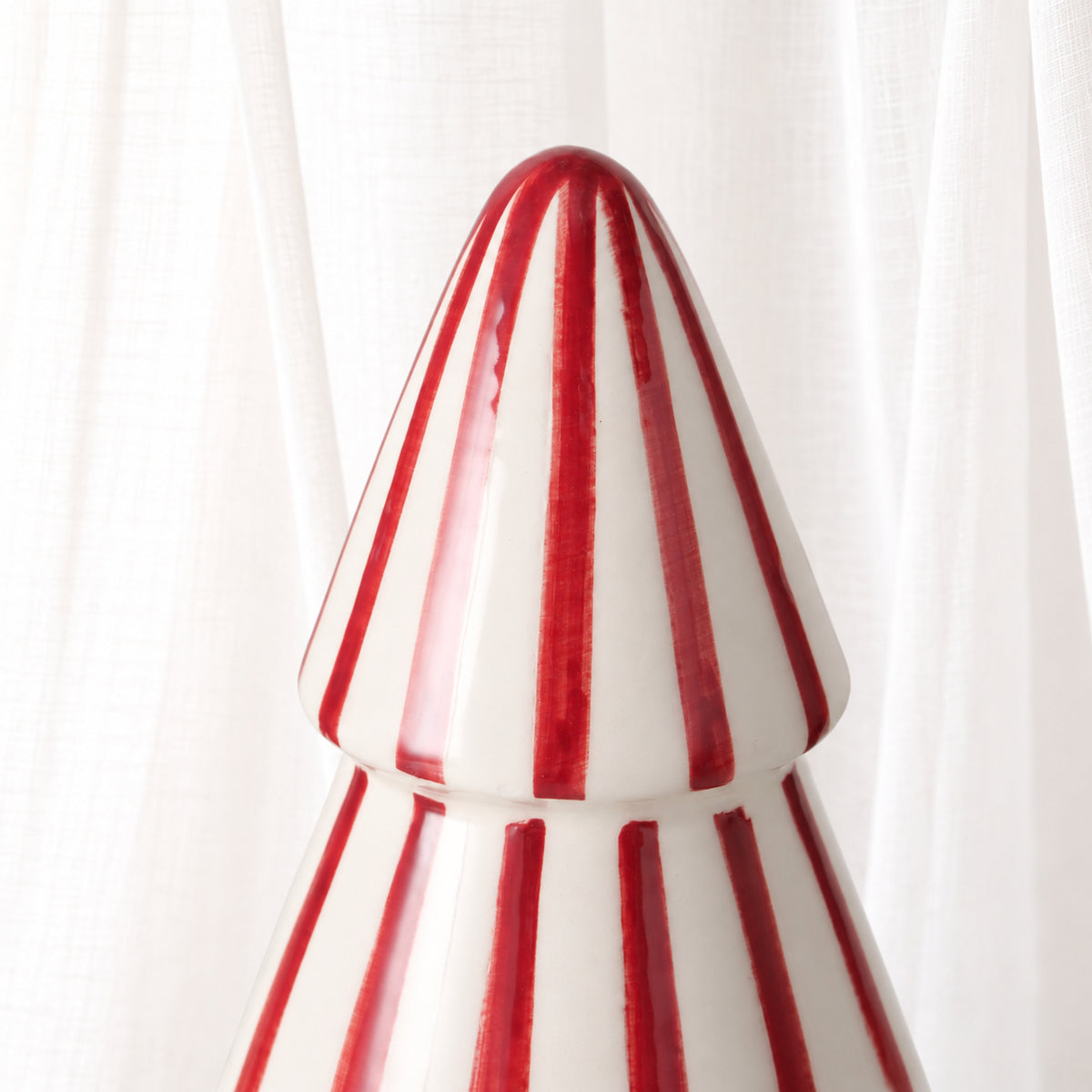 Red & White Striped Ceramic Christmas Tree | Large