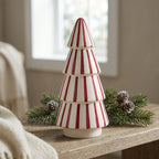 Red & White Striped Ceramic Christmas Tree | Large