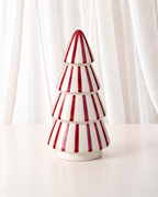 Red & White Striped Ceramic Christmas Tree | Large