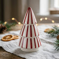 Red & White Striped Ceramic Christmas Tree | Small