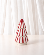 Red & White Striped Ceramic Christmas Tree | Small