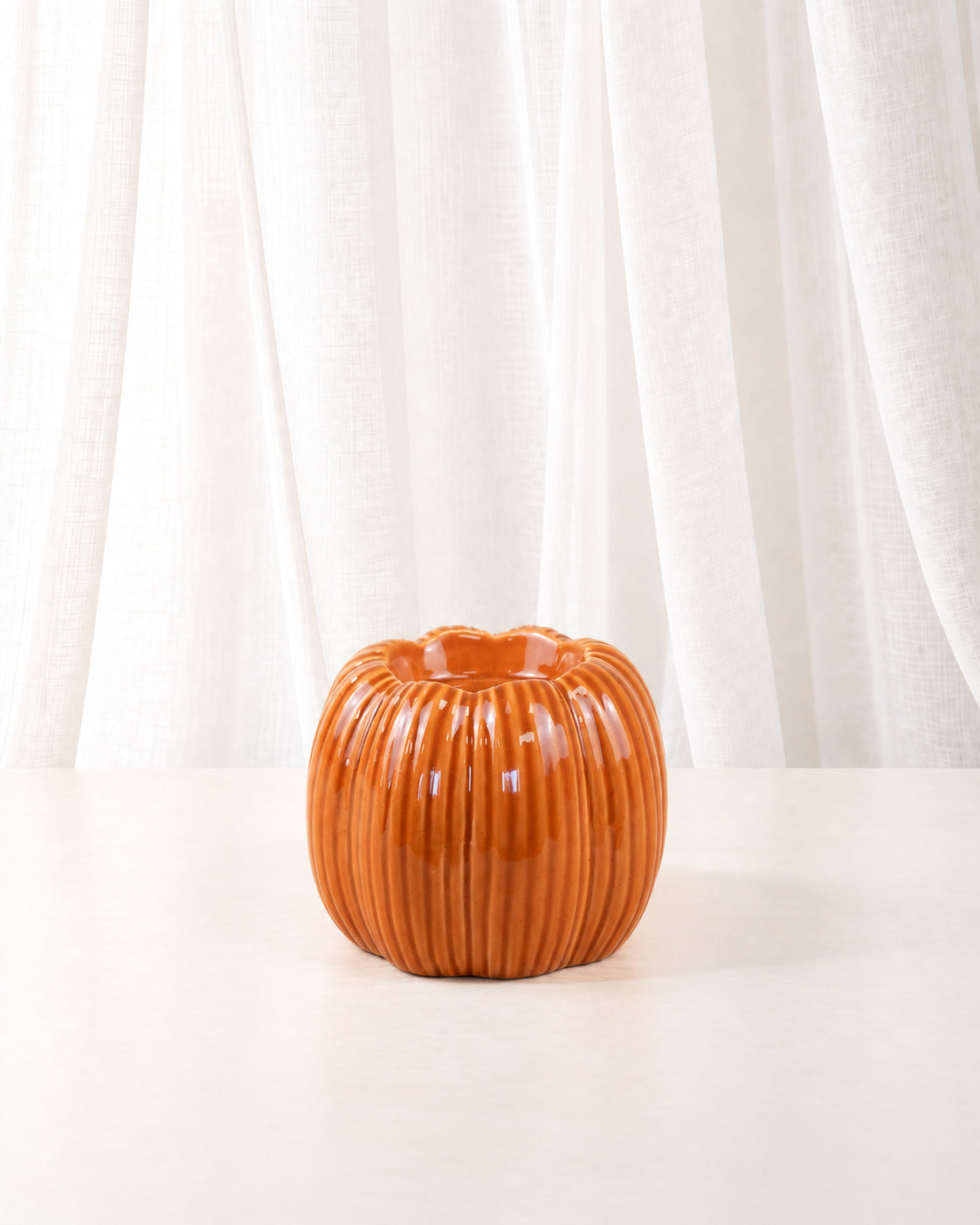 Amber Porcelain Pumpkin Tealight Holder