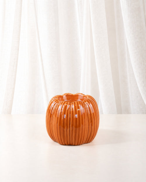 Amber Porcelain Pumpkin Tealight Holder