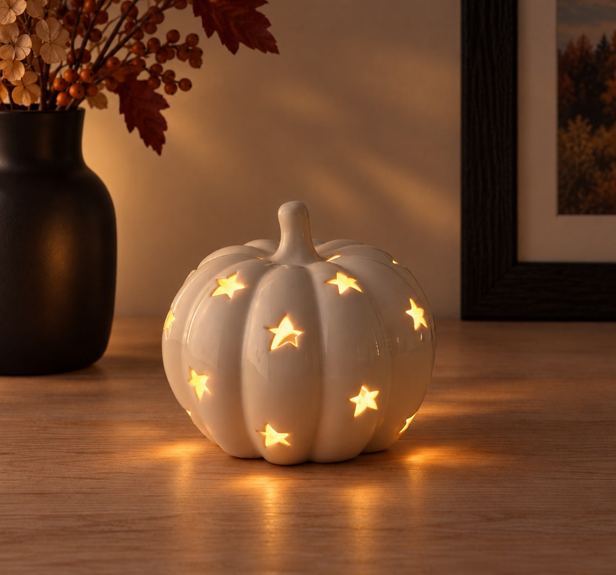 White Pumpkin Tealight Lantern