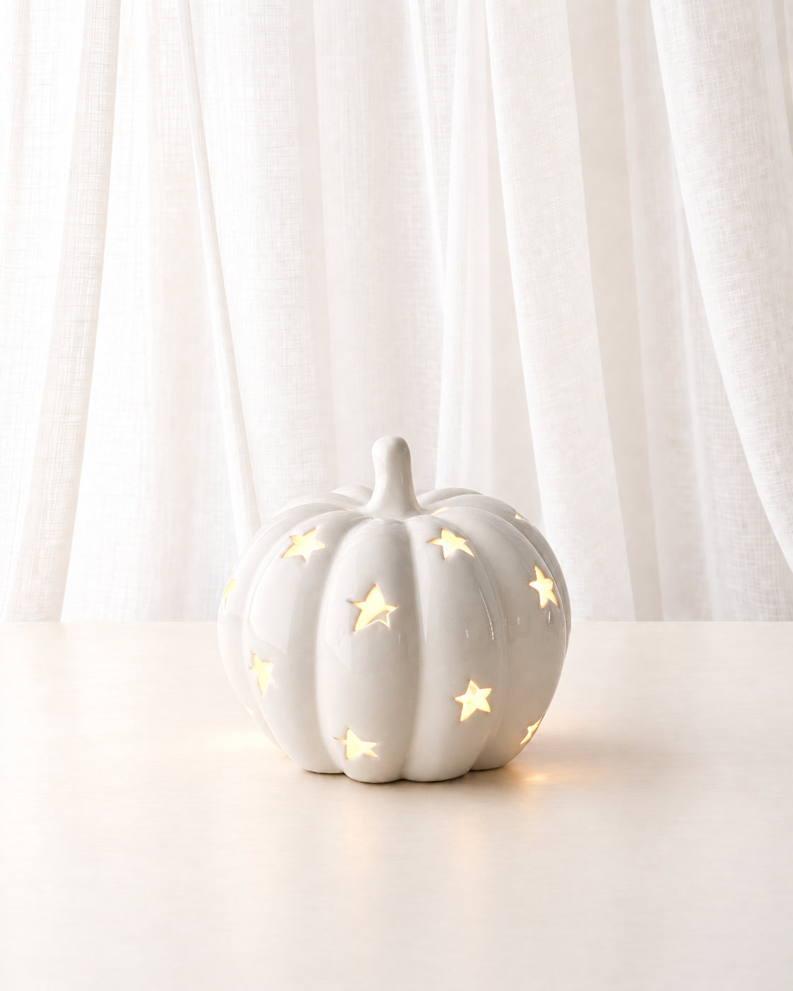 White Pumpkin Tealight Lantern