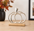 Aluminium Pumpkin Ornament on Wooden Base
