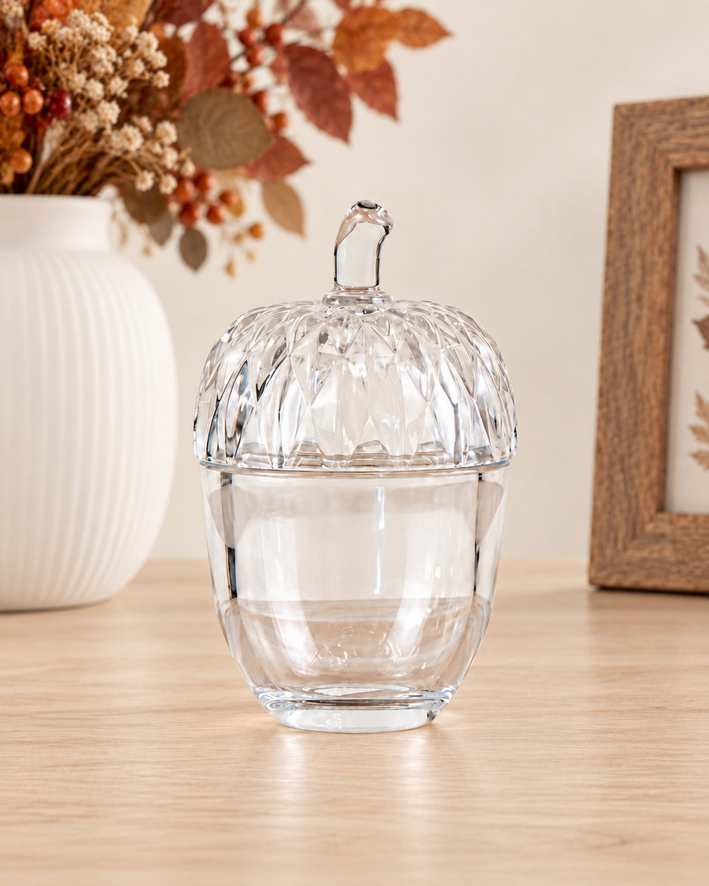Glass Acorn Storage Pot