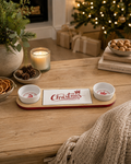 Wooden Christmas Serving Tray with Bowl Set