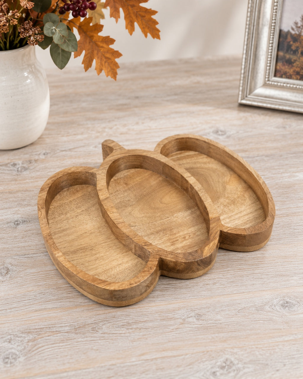 Mango Wood Pumpkin Serving Tray