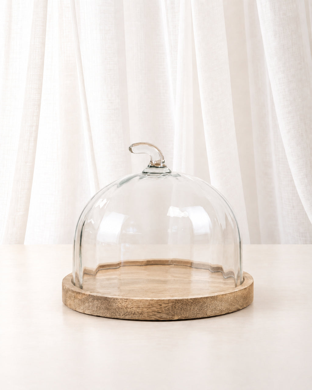 Pumpkin Glass Cloche on Mango Wood Plate