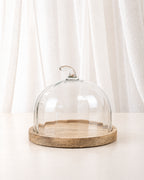 Pumpkin Glass Cloche on Mango Wood Plate