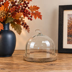 Pumpkin Glass Cloche on Mango Wood Plate