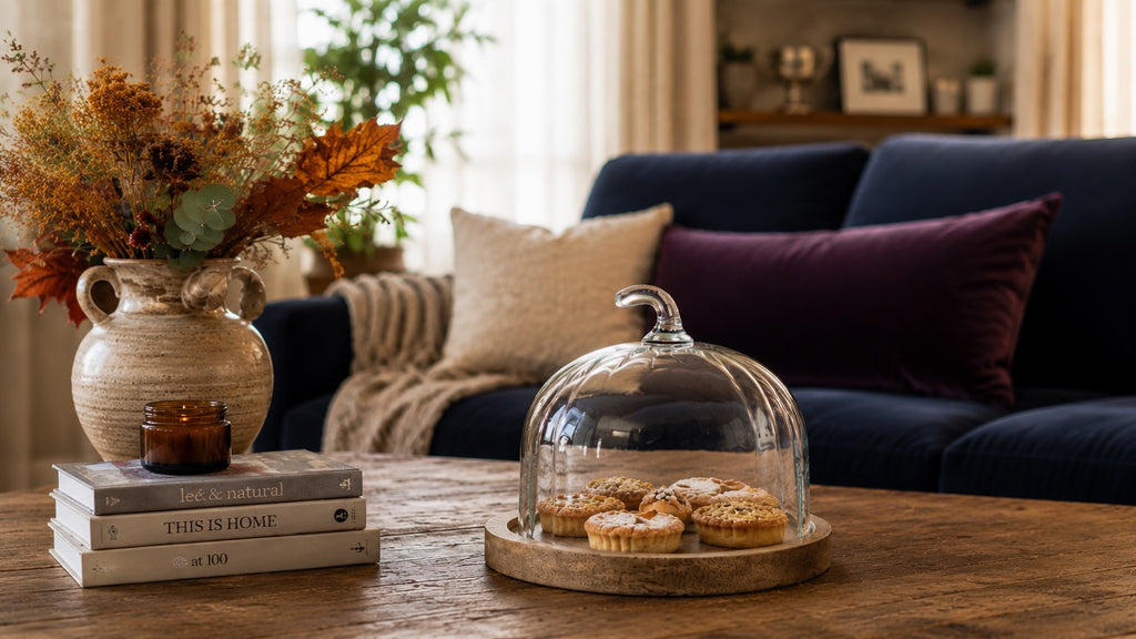Pumpkin Glass Cloche on Mango Wood Plate