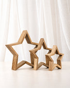Mango Wood Open Stars | Set of 3
