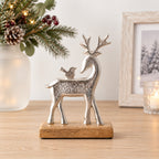 Silver Reindeer with Bird Ornament