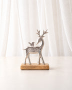 Silver Reindeer with Bird Ornament