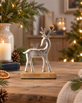 Silver Reindeer with Bird Ornament