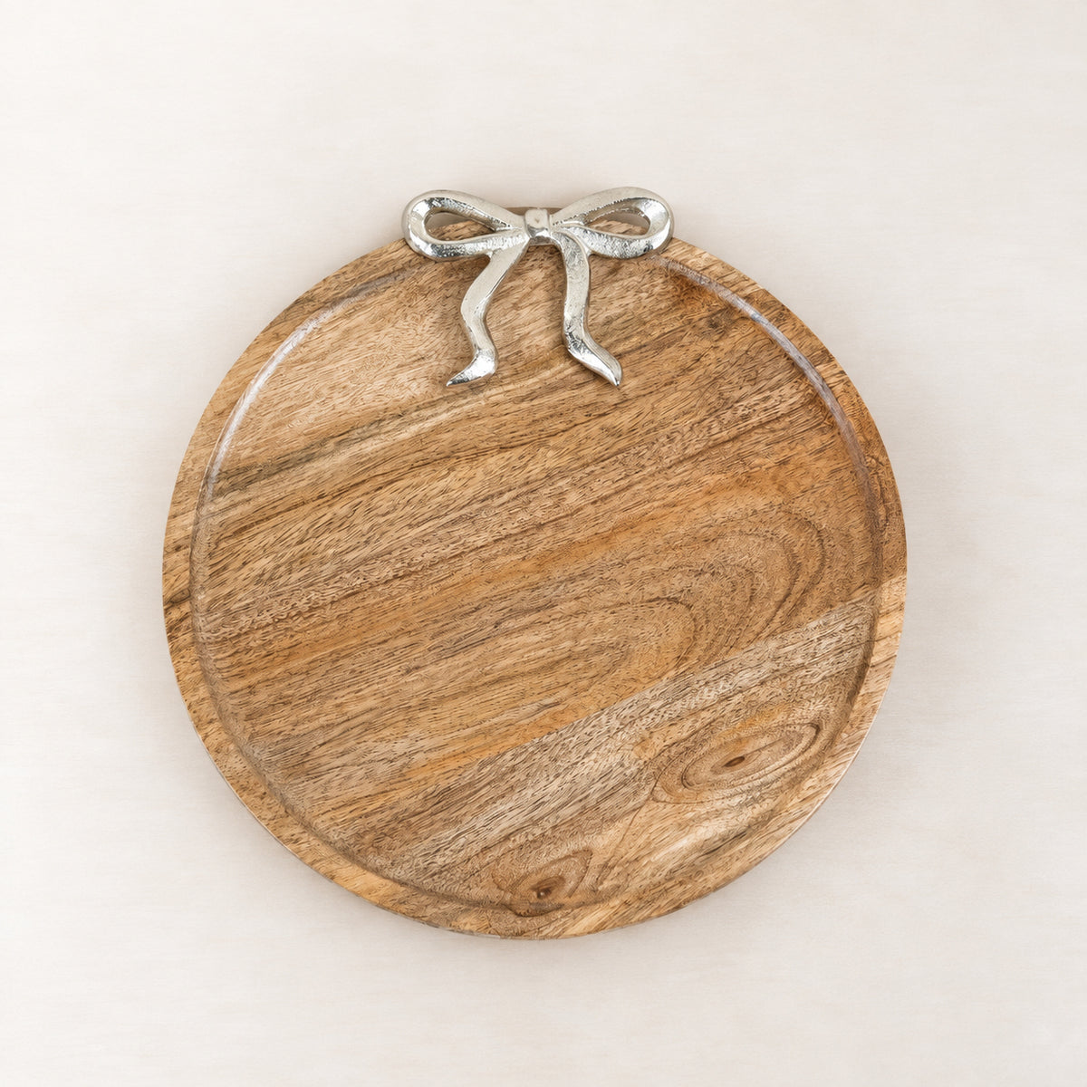 Mango Wood Serving Board with Silver Bow
