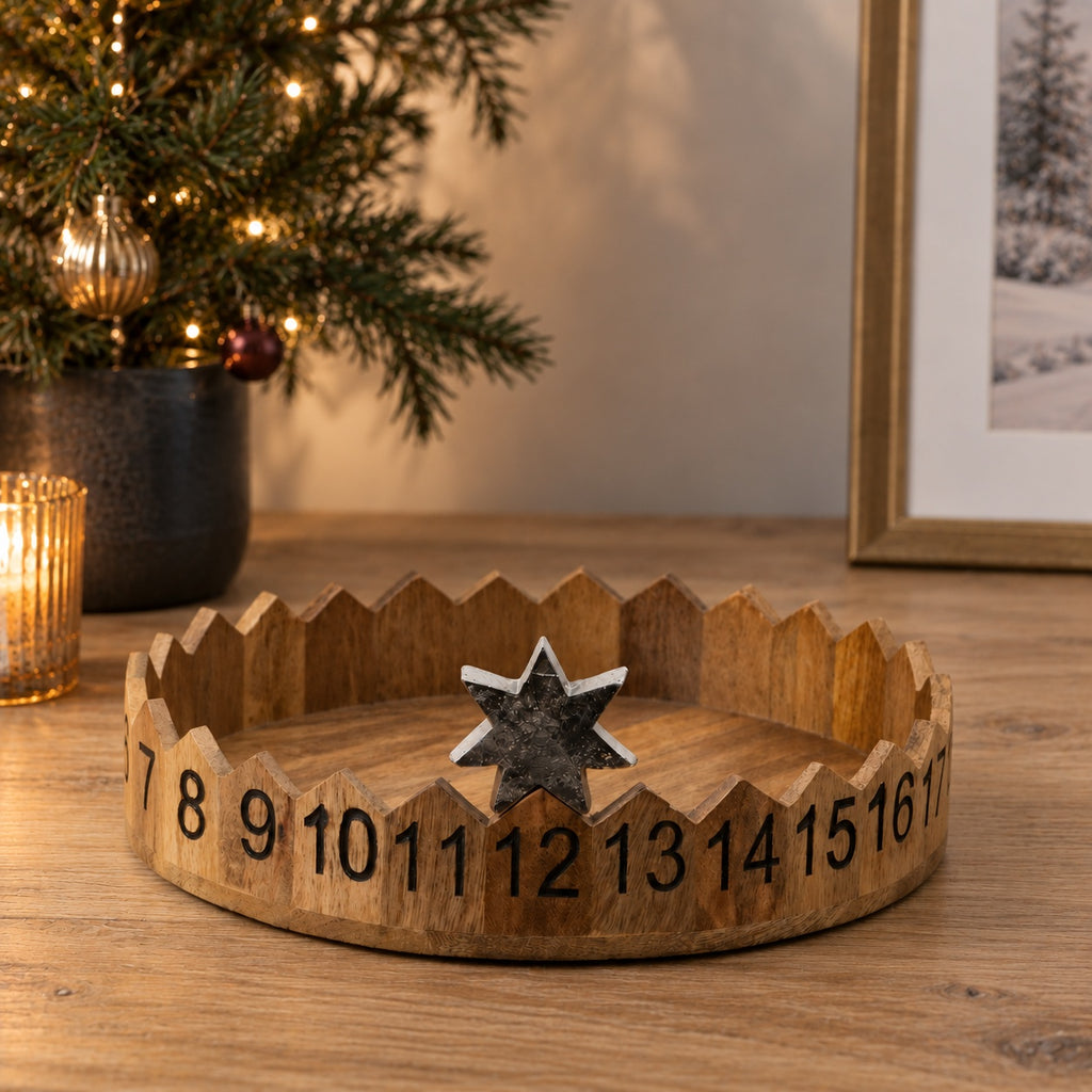 Mango Wood Advent Countdown Tray