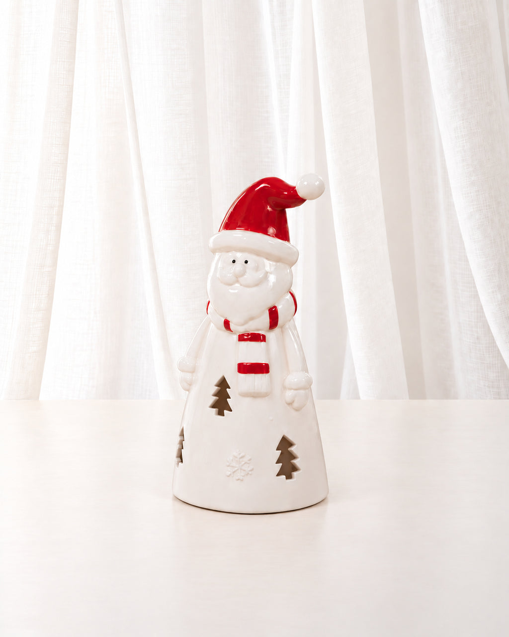 Ceramic LED Santa with Red Hat & Scarf