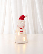 Ceramic LED Santa with Red Hat & Scarf