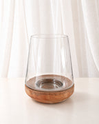Mango Wood Hurricane Candle Holder