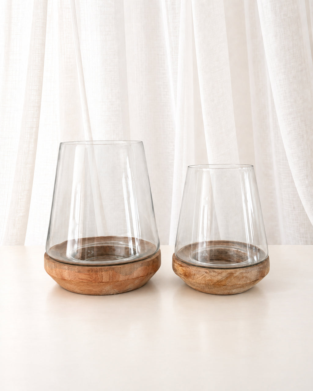 Mango Wood Hurricane Candle Holder