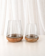 Mango Wood Hurricane Candle Holder