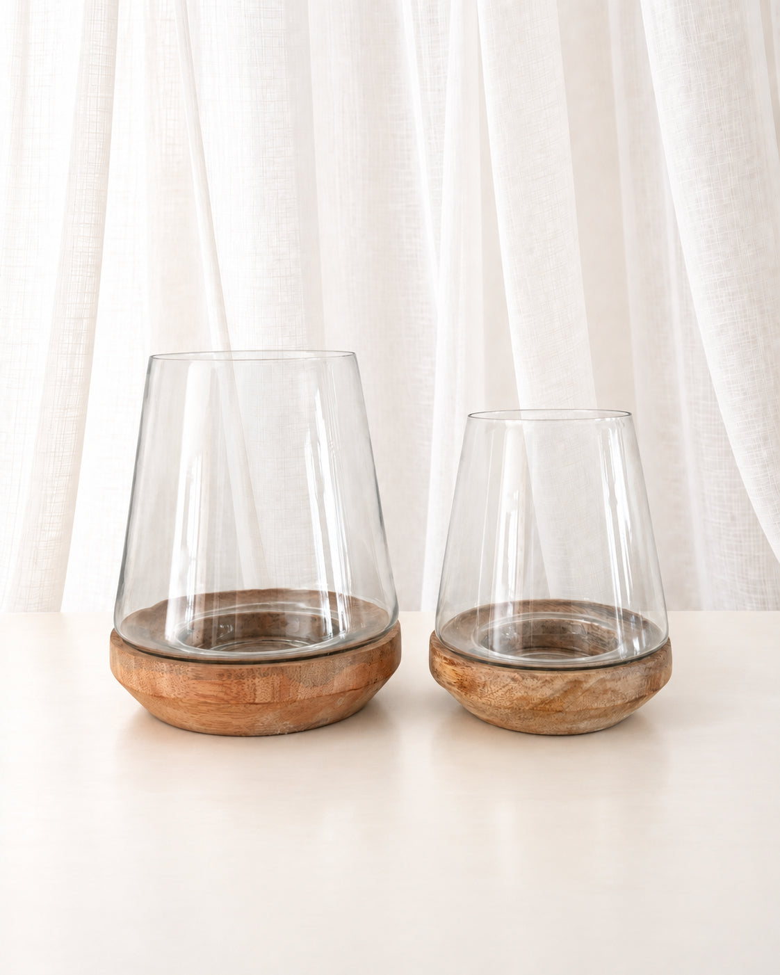 Mango Wood Hurricane Candle Holder