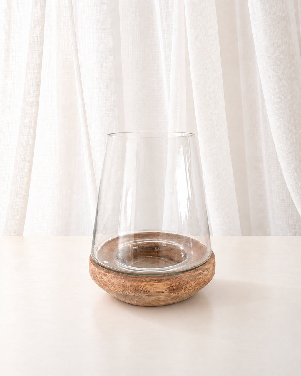 Mango Wood Hurricane Candle Holder