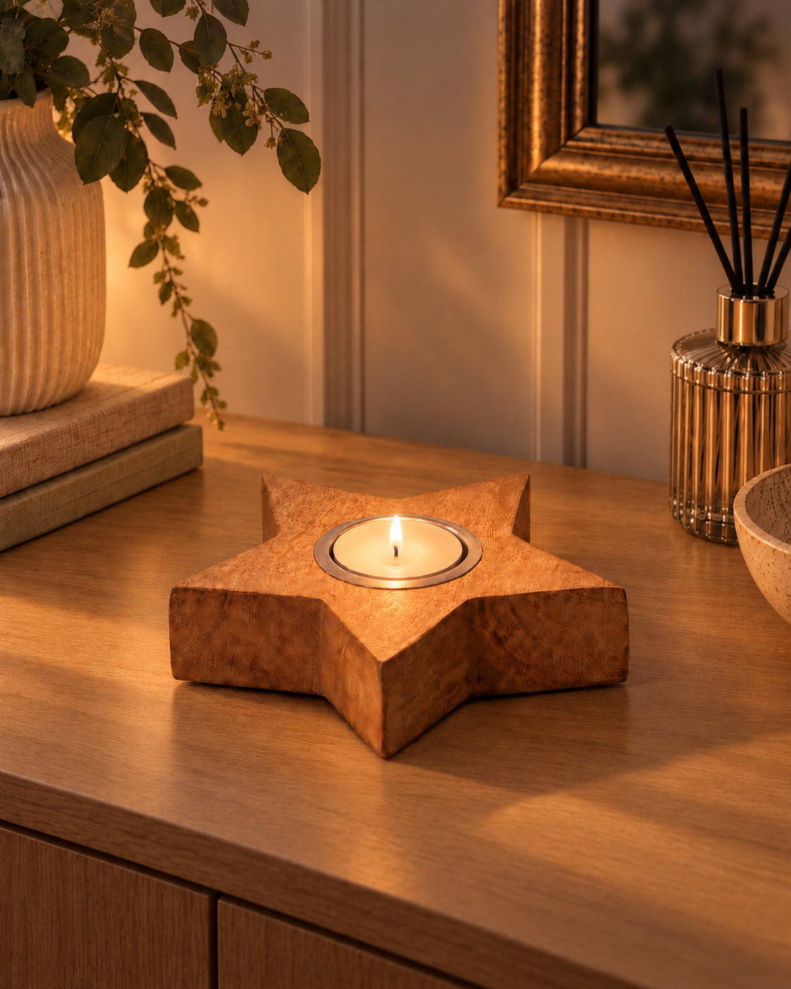 Mango Wood Star Tealight Holder