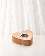 Mango Wood Heart Tealight Holder