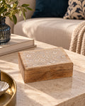 Mango Wood Floral Keepsake Box