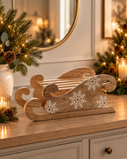 Mango Wood Christmas Sleigh Decoration