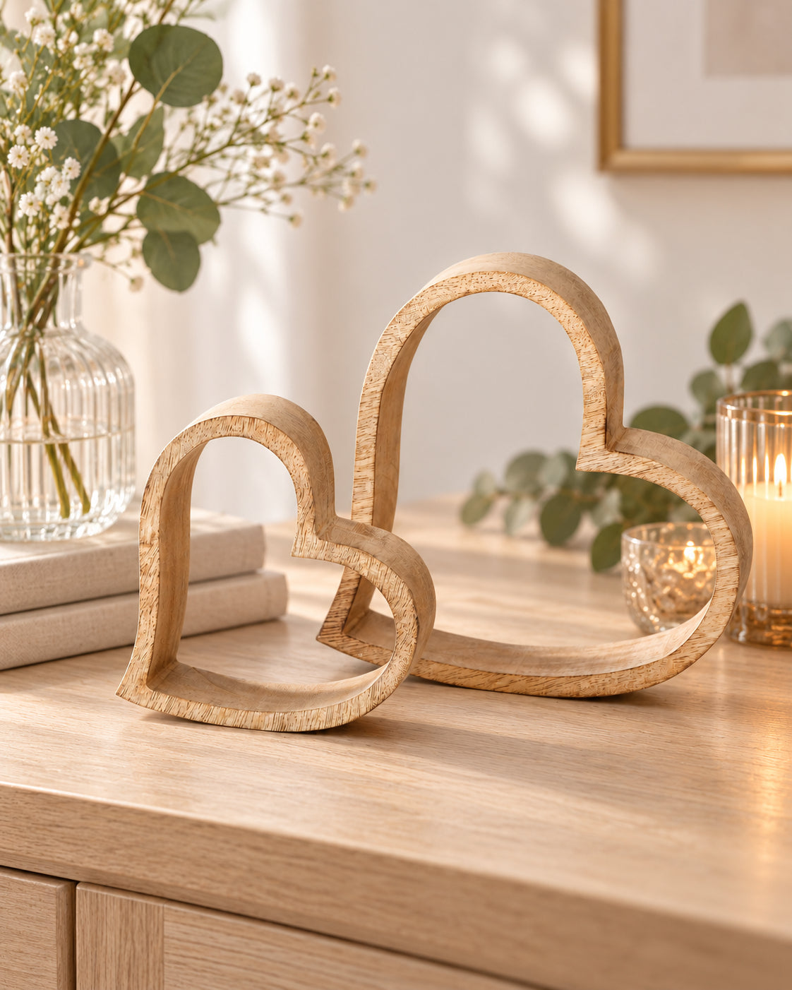 Mango Wood Open Hearts Duo