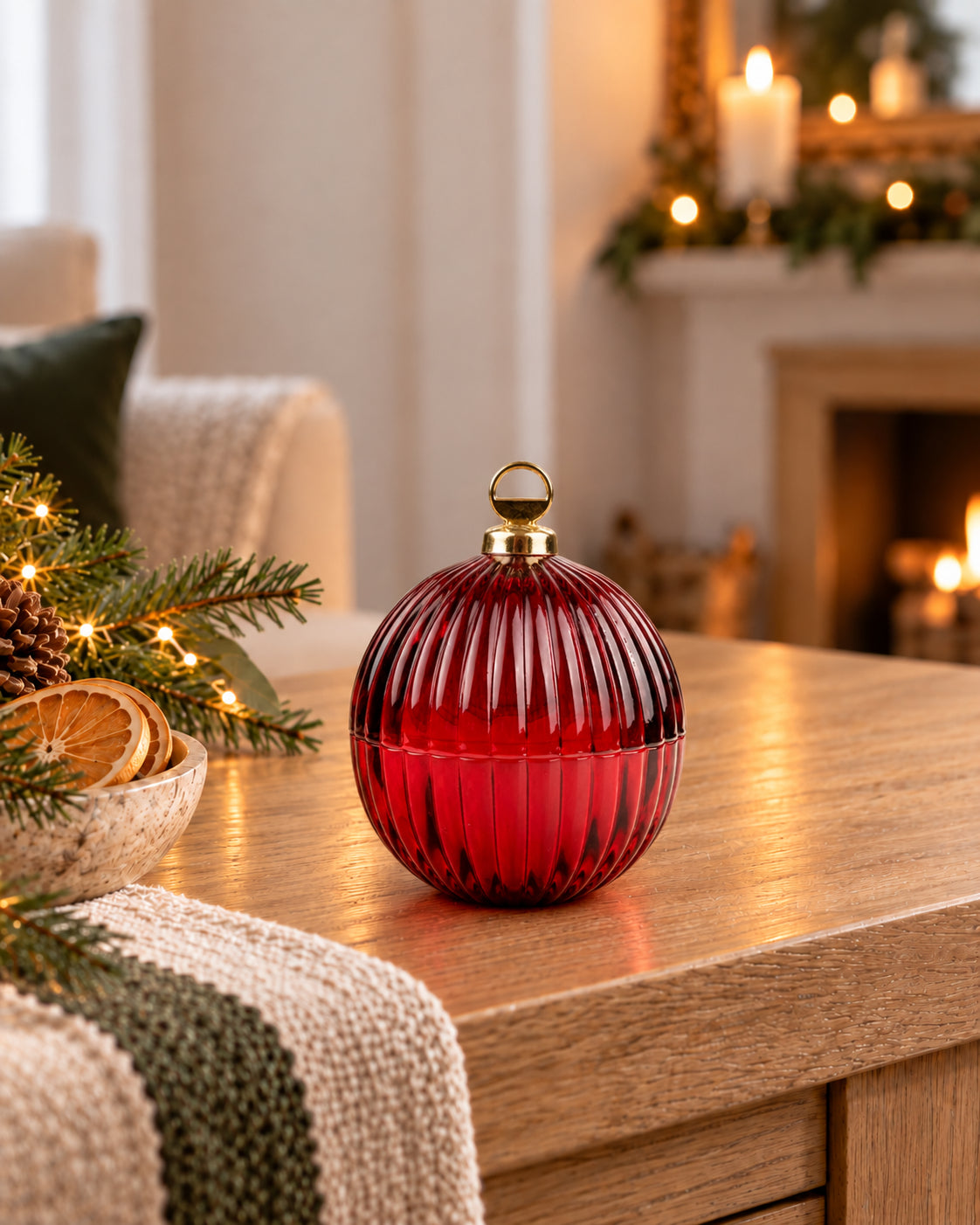 Ribbed Bauble Candle | Small