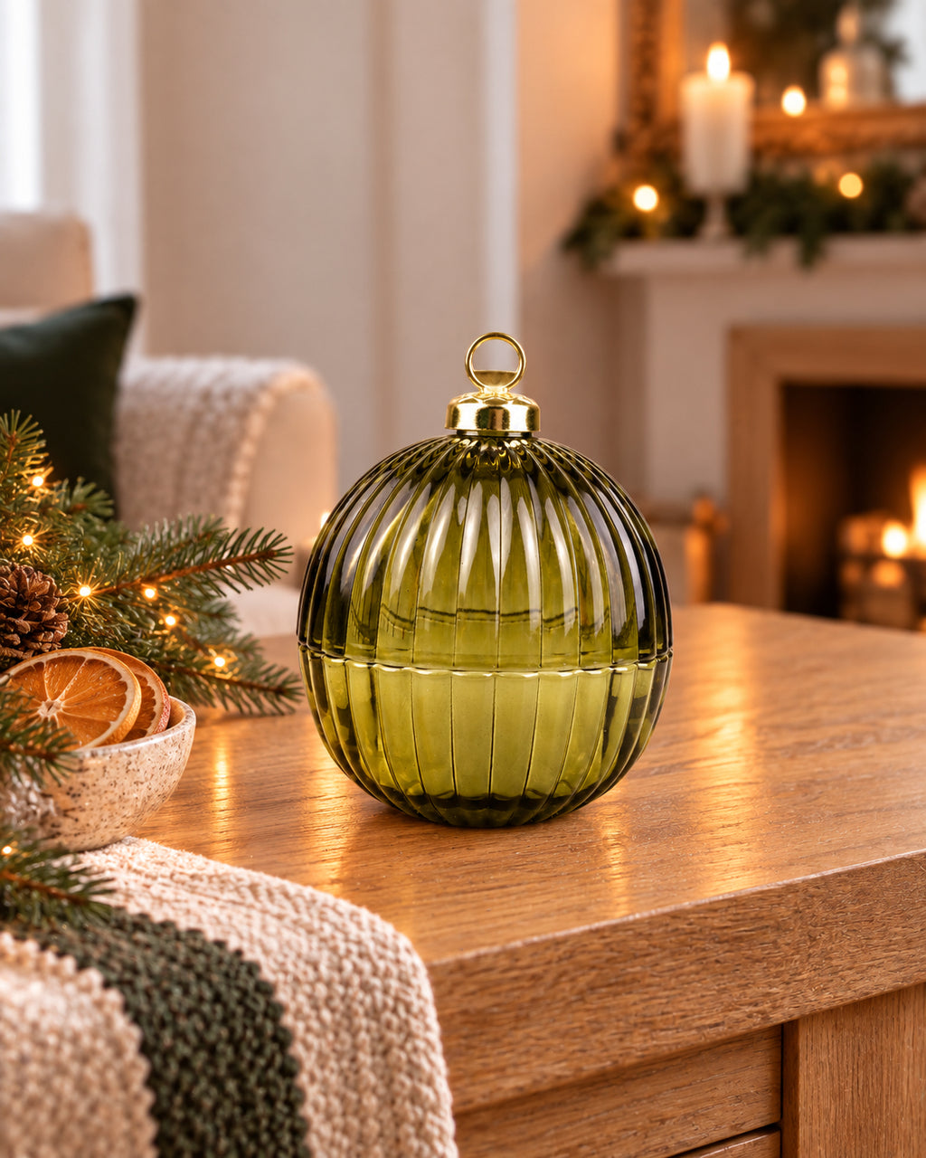Ribbed Bauble Candle | Large
