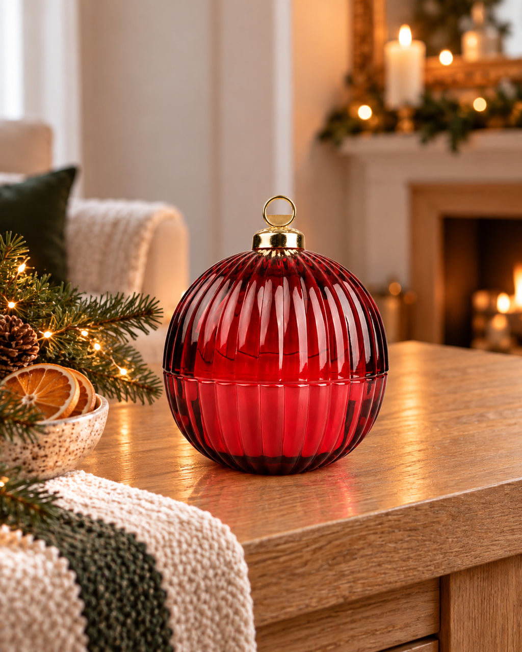 Ribbed Bauble Candle | Large