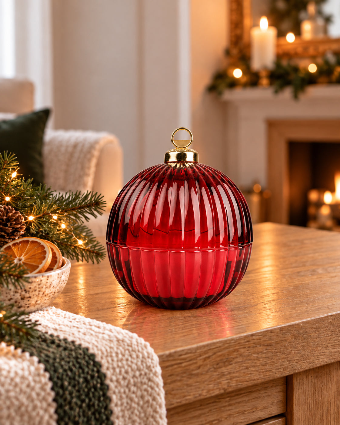 Ribbed Bauble Candle | Large