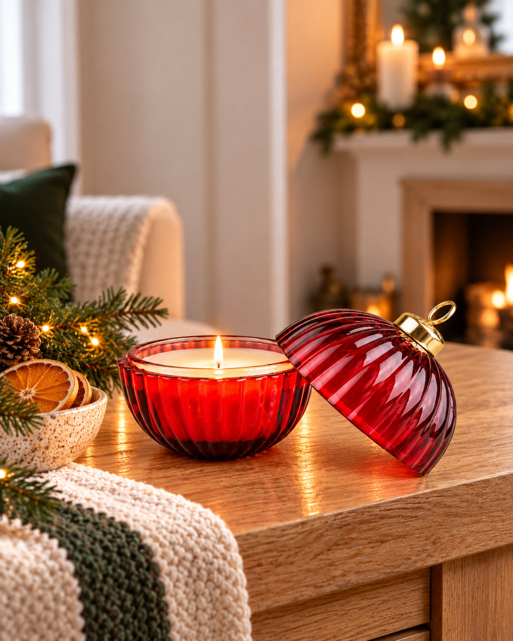 Ribbed Bauble Candle | Large