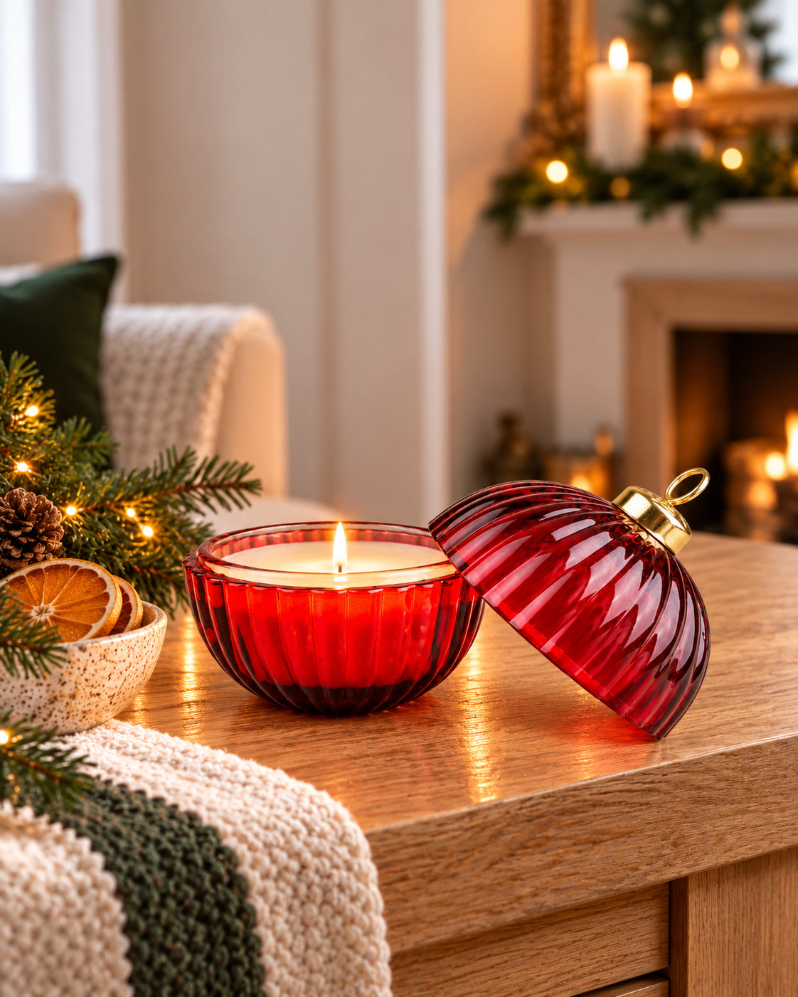 Ribbed Bauble Candle | Large