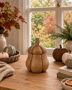 Mango Wood Pumpkin Lidded Pot