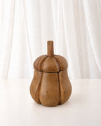 Mango Wood Pumpkin Lidded Pot